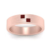 Load image into Gallery viewer, princess-cut-ruby-brush-finish-wedding-band-in-rose-gold-FDM10319GRUDRANGLE5-NL-RG.jpg