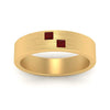 Load image into Gallery viewer, princess-cut-ruby-brush-finish-wedding-band-in-yellow-gold-FDM10319GRUDRANGLE5-NL-YG.jpg