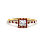 Load image into Gallery viewer, princess-cut-ruby-halo-petite-engagement-ring-in-yellow-gold-FD8523PRRGRUDRANGLE3-NL-YG