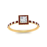 Load image into Gallery viewer, princess-cut-ruby-halo-petite-engagement-ring-in-yellow-gold-FD8523PRRGRUDRANGLE3-NL-YG