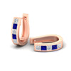 Load image into Gallery viewer, princess-cut-sapphire-channel-set-hoops-earrings-rose-gold-fdear1018gsablangle7-nl-rg.jpg