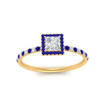 Load image into Gallery viewer, princess-cut-sapphire-halo-petite-engagement-ring-in-yellow-gold-FD8523PRRGSABLANGLE3-NL-YG