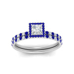 Load image into Gallery viewer, princess-cut-sapphire-halo-wedding-ring-set-in-white-gold-FD8523PRGSABL-NL-WG