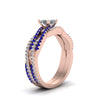 Load image into Gallery viewer, princess-cut-simple-diamond-twisted-vine-bridal-ring-sets-with-blue-sapphire-in-14K-rose-gold-FD8233PRGSABL-NL-RG