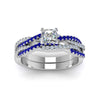 Load image into Gallery viewer, princess-cut-simple-diamond-twisted-vine-bridal-ring-sets-with-blue-sapphire-in-950-Platinum-FD8233PRGSABL-NL-WG