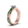 Load image into Gallery viewer, princess-cut-simple-diamond-twisted-vine-bridal-ring-sets-with-emerald-in-14K-rose-gold-FD8233PRGEMGR-NL-RG