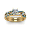 Load image into Gallery viewer, princess-cut-simple-diamond-twisted-vine-bridal-ring-sets-with-ice-blue-topaz-in-14K-yellow-gold-FD8233PRGICBLTO-NL-YG