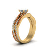 Load image into Gallery viewer, princess-cut-simple-diamond-twisted-vine-bridal-ring-sets-with-orange-sapphire-in-14K-yellow-gold-FD8233PRGSAOR-NL-YG
