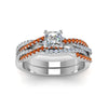 Load image into Gallery viewer, princess-cut-simple-diamond-twisted-vine-bridal-ring-sets-with-orange-sapphire-in-950-Platinum-FD8233PRGSAOR-NL-WG