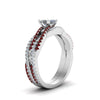 Load image into Gallery viewer, princess-cut-simple-diamond-twisted-vine-bridal-ring-sets-with-ruby-in-14K-white-gold-FD8233PRGRUDR-NL-WG