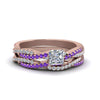Load image into Gallery viewer, princess-cut-simple-diamond-twisted-vine-bridal-ring-sets-with-violac-topaz-in-14K-rose-gold-FD8233PRGVITO-NL-RG