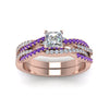 Load image into Gallery viewer, princess-cut-simple-diamond-twisted-vine-bridal-ring-sets-with-violac-topaz-in-14K-rose-gold-FD8233PRGVITO-NL-RG