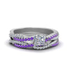 Load image into Gallery viewer, princess-cut-simple-diamond-twisted-vine-bridal-ring-sets-with-violac-topaz-in-14K-white-gold-FD8233PRGVITO-NL-WG