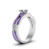 Load image into Gallery viewer, princess-cut-simple-diamond-twisted-vine-bridal-ring-sets-with-violac-topaz-in-14K-white-gold-FD8233PRGVITO-NL-WG