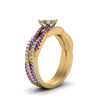 Load image into Gallery viewer, princess-cut-simple-diamond-twisted-vine-bridal-ring-sets-with-violac-topaz-in-14K-yellow-gold-FD8233PRGVITO-NL-YG