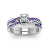 Load image into Gallery viewer, princess-cut-simple-diamond-twisted-vine-bridal-ring-sets-with-violac-topaz-in-950-Platinum-FD8233PRGVITO-NL-WG