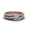 Load image into Gallery viewer, princess-cut-simple-twisted-vine-bridal-ring-sets-with-black-diamond-in-14K-rose-gold-FD8233PRGBLACK-NL-RG