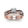 Load image into Gallery viewer, princess-cut-simple-twisted-vine-bridal-ring-sets-with-black-diamond-in-14K-rose-gold-FD8233PRGBLACK-NL-RG