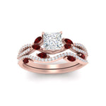Load image into Gallery viewer, princess-cut-twisted-vine-luxury-ruby-bridal-ring-set-in-rose-gold-FDENR3211PRGRUDRANGLE3-NL-RG
