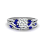 Load image into Gallery viewer, princess-cut-twisted-vine-luxury-sapphire-bridal-ring-set-in-white-gold-FDENR3211PRGSABLANGLE3-NL-WG