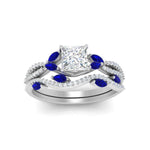 Load image into Gallery viewer, princess-cut-twisted-vine-luxury-sapphire-bridal-ring-set-in-white-gold-FDENR3211PRGSABLANGLE3-NL-WG