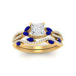 Load image into Gallery viewer, princess-cut-twisted-vine-luxury-sapphire-bridal-ring-set-in-yellow-gold-FDENR3211PRGSABLANGLE3-NL-YG
