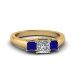 Load image into Gallery viewer, princess-cut-u-prong-three-stone-diamond-engagement-ring-with-blue-sapphire-in-14K-yellow-gold-FDENR578PRRGSABL-NL-YG