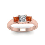 Load image into Gallery viewer, princess-cut-u-prong-three-stone-diamond-engagement-ring-with-orange-sapphire-in-14K-rose-gold-FDENR578PRRGSAORANGLE5-NL-RG