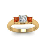 Load image into Gallery viewer, princess-cut-u-prong-three-stone-diamond-engagement-ring-with-orange-sapphire-in-14K-yellow-gold-FDENR578PRRGSAORANGLE5-NL-YG