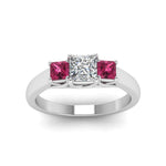 Load image into Gallery viewer, princess-cut-u-prong-three-stone-diamond-engagement-ring-with-pink-sapphire-in-14K-white-gold-FDENR578PRRGSADRPIANGLE5-NL-WG
