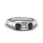 Load image into Gallery viewer, princess-cut-u-prong-three-stone-engagement-ring-black-diamond-in-14K-white-gold-FDENR578PRRGBLACK-NL-WG