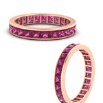 Load image into Gallery viewer, princess-cut-women_s-pink-sapphire-eternity-wedding-band-ring-in-rose-gold-FDEWB160PRBGSADRPIANGLE3-4.00CT-NL-RG.jpg?v=1766128423
