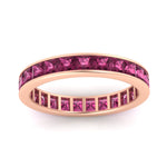 Load image into Gallery viewer, princess-cut-women_s-pink-sapphire-eternity-wedding-band-ring-in-rose-gold-FDEWB160PRBGSADRPIANGLE5-4.00CT-NL-RG.jpg?v=1766128422