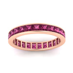 Load image into Gallery viewer, princess-cut-women_s-pink-sapphire-eternity-wedding-band-ring-in-rose-gold-FDEWB160PRBGSADRPIANGLE5-4.00CT-NL-RG.jpg?v=1766128422