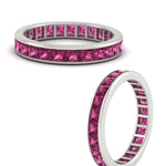 Load image into Gallery viewer, princess-cut-women_s-pink-sapphire-eternity-wedding-band-ring-in-white-gold-FDEWB160PRBGSADRPIANGLE3-4.00CT-NL-WG.jpg?v=1766128423