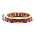 Load image into Gallery viewer, princess-cut-women_s-pink-sapphire-eternity-wedding-band-ring-in-yellow-gold-FDEWB160PRBGSADRPI-4.00CT-NL-YG-HW.jpg?v=1766128423