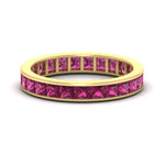 Load image into Gallery viewer, princess-cut-women_s-pink-sapphire-eternity-wedding-band-ring-in-yellow-gold-FDEWB160PRBGSADRPI-4.00CT-NL-YG.jpg?v=1766128422