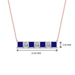 Load image into Gallery viewer, princess-diamond-horizontal-bar-pendant-with-blue-sapphire-in-FDPD8420GSABL-NL-RG
