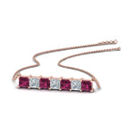 Load image into Gallery viewer, princess-diamond-horizontal-bar-pendant-with-pink-sapphire-in-FDPD8420GSADRPI-NL-RG