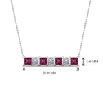 Load image into Gallery viewer, princess-diamond-horizontal-bar-pendant-with-pink-sapphire-in--FDPD8420GSADRPI-NL-WG
