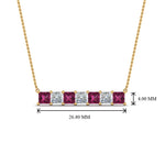 Load image into Gallery viewer, princess-diamond-horizontal-bar-pendant-with-pink-sapphire-in--FDPD8420GSADRPI-NL-YG