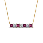 Load image into Gallery viewer, princess-diamond-horizontal-bar-pendant-with-pink-sapphire-in--FDPD8420GSADRPI-NL-YG