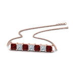 Load image into Gallery viewer, princess-diamond-horizontal-bar-pendant-with-ruby-in-FDPD8420GRUDR-NL-RG