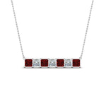Load image into Gallery viewer, princess-diamond-horizontal-bar-pendant-with-ruby-in--FDPD8420GRUDR-NL-WG