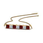 Load image into Gallery viewer, princess-diamond-horizontal-bar-pendant-with-ruby-in--FDPD8420GRUDR-NL-YG