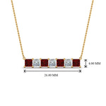 Load image into Gallery viewer, princess-diamond-horizontal-bar-pendant-with-ruby-in--FDPD8420GRUDR-NL-YG