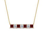 Load image into Gallery viewer, princess-diamond-horizontal-bar-pendant-with-ruby-in--FDPD8420GRUDR-NL-YG