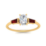 Load image into Gallery viewer, radiant-cut-bar-baguette-3-stone-ruby-engagement-ring-in-FDENS100RARGRUDR-NL-YG