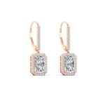 Load image into Gallery viewer, radiant-cut-halo-diamond-lever-back-earrings-2-carat-in-rose-gold-FD-EAR11235RAANGLE3-2.00CT-NL-RG