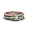Load image into Gallery viewer, radiant-cut-simple-diamond-twisted-vine-bridal-ring-sets-with-emerald-in-14K-rose-gold-FD8233RAGEMGR-NL-RG
